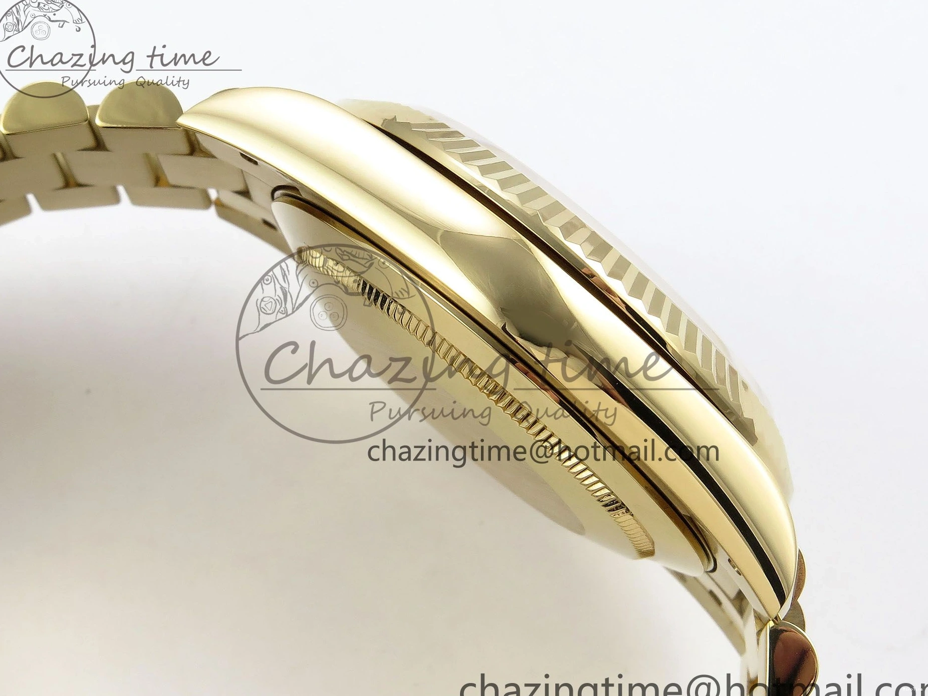 MiroTime 0408 Day Date 40 YG JDF Gain Weight 904L Steel White Roman Dial on President Bracelet VR3255 V Functional 1369